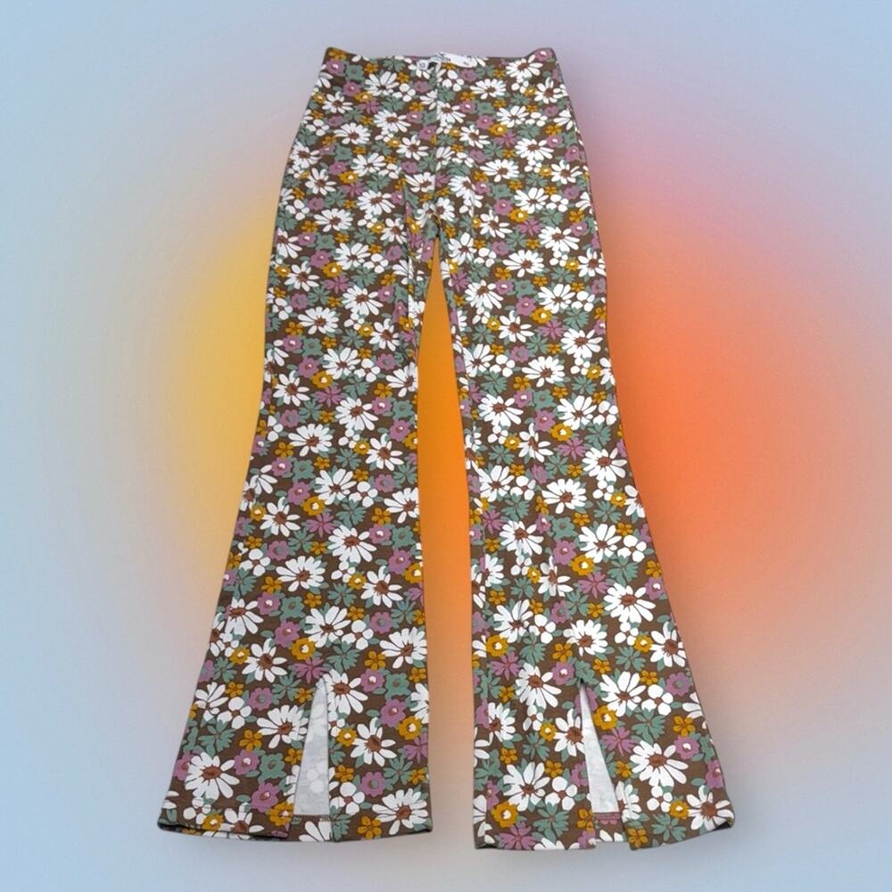 HOLLISTER Women’s XS Brown Floral Daisy 70’s Stretchy Ultra High Rise Pant - Picture 2 of 4